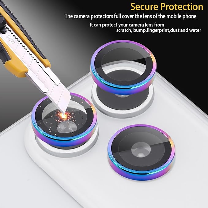 Camera Lens Protector for iPhone 17 Pro/17 Pro Max, Aluminum Alloy Tempered Glass Lens Protector with Installation Frame Fits for iPhone 17 Pro/17 Pro Max (Colorful)