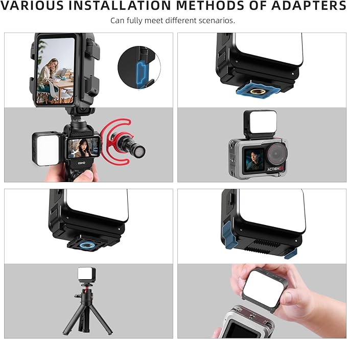 Pocket 3 Magnetic Mini LED Light Attachment, 8700K Adjustable Fill Video Light for Xtra Muse with Quick-Release Cold Shoe Adapter for DJI Osmo Action 5 Pro/4/3 Camera Cage Accessories