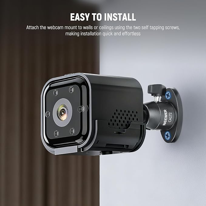 NEEWER Webcam Wall Ceiling Mount Bracket, Aluminum Alloy Mini Ball Head & 1/4" Screw for Photo Studio Photography Video Recording Action Camera Accessories, 360° Rotation & 90° Tilt, CA172