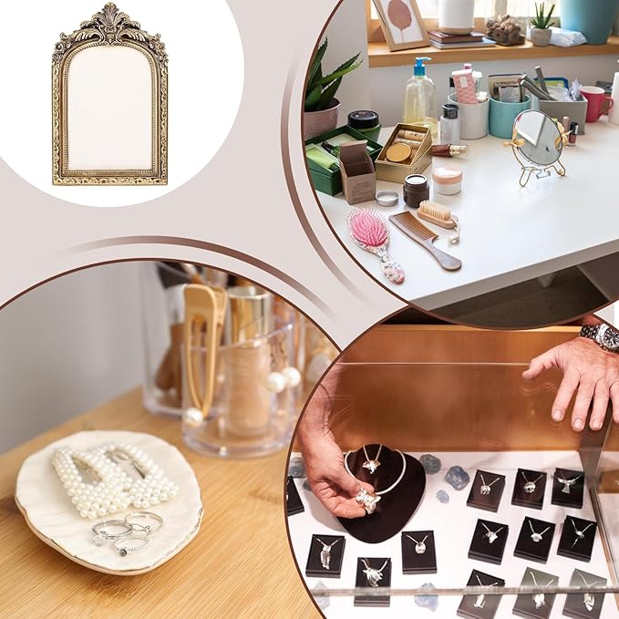 Vintage Jewelry Display Frame - Resin Vintage Photo Frame, Shabby Chic Jewelry Stand | Velvet Backing Handmade Necklace Organizer, Antique Style Earring Holder For Women Girls Bedroom Dresser Table