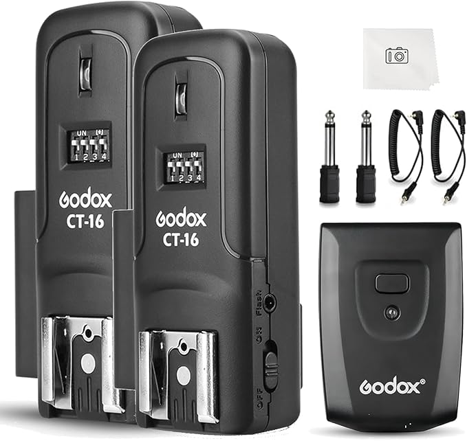 Godox CT-16 Wireless Flash Trigger with Receiver Kit,433MHz 3 in 1 Flash Transmitter and Receiver Compatible for Canon Nikon Pentax Olympus DSLR Camera Flash Speedlight Trigger,Studio Flash Lighting
