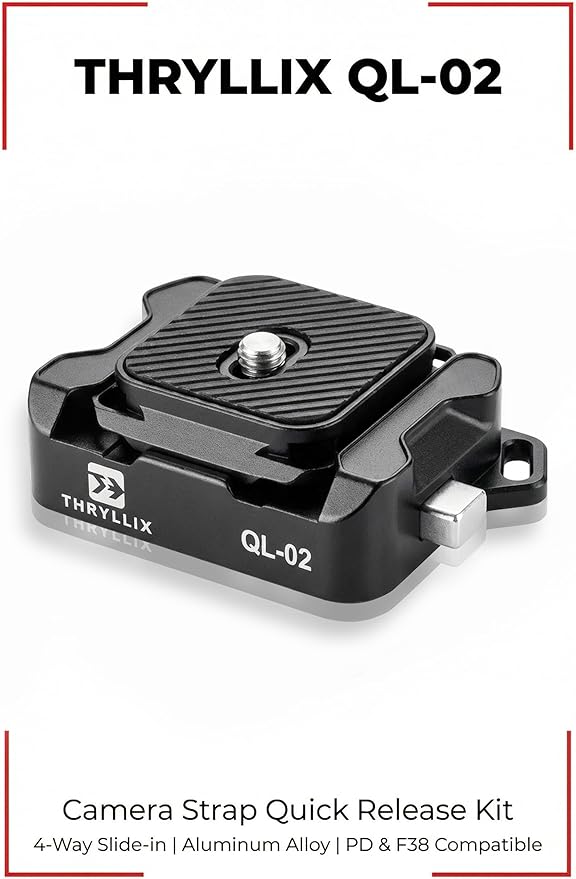 QL-02 Camera Strap Quick Release Kit, 4-Direction Slide-in Plate & Base, Compatible with PD Plate/QL-02 Plate/Arca 38mm, Supports 44 lbs / 20 kg,Compatible with GoPro and DSLR