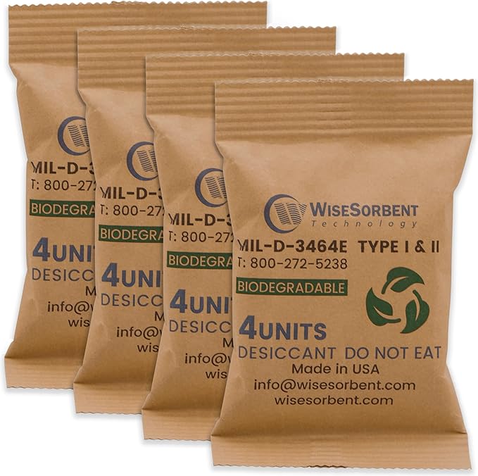 Kraft Clay Desiccants Packs for Safe, 132 Gram 500 Packs Dehumidifier for Gun Safe, 4 Unit Military Grade Moisture Absorbers, Conforms to MIL-D-3464E Type I & II Absorbents