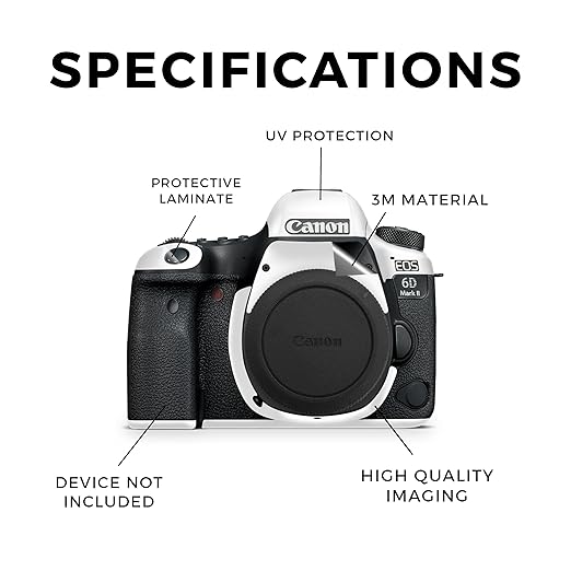 Camera Skin Compatible with Canon EOS 6D Mark II Camera (2017) - Solid White - Premium 3M Vinyl Protective Wrap Decal Cover - Easy to Apply | Crafted in The USA by MightySkins