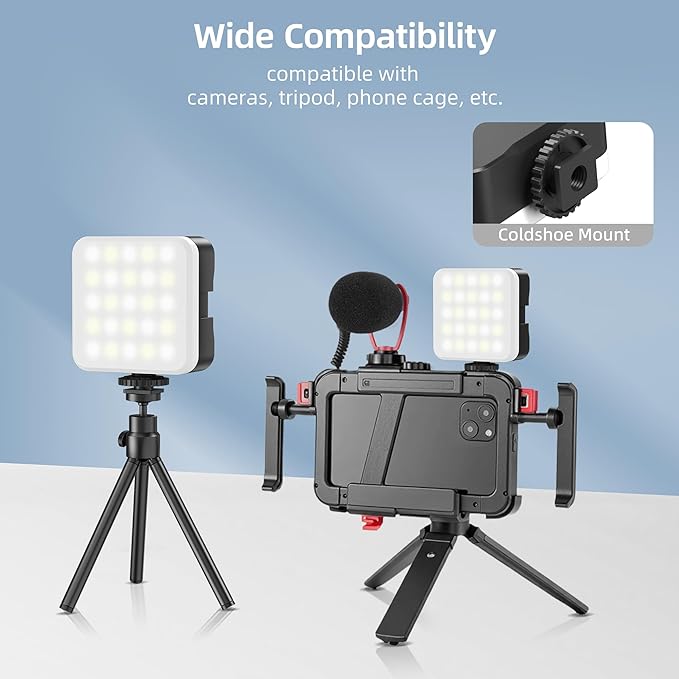 Zeadio RGB Camera Video Light - 800LM Adjustable 3000K-7000K Color Temperature & 6 Colors, CRI95 Portable Pocket LED Light for DSLR/Tabletop Filming/Selfie/Cell Phone/Photography, Pack of 1