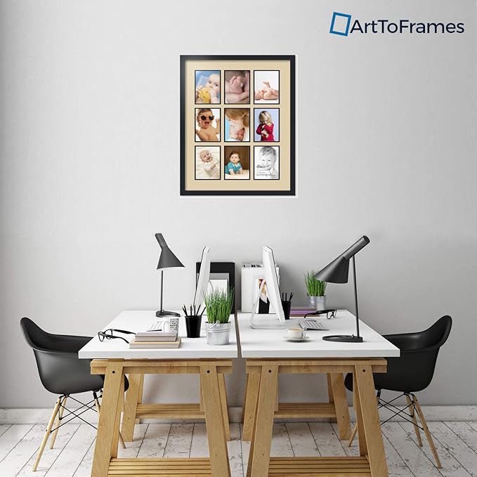 Art to Frames Double-Multimat-1049-844/89-FRBW26079 Collage Photo Frame Double Mat with 9 - 6x8 Openings and Satin Black Frame