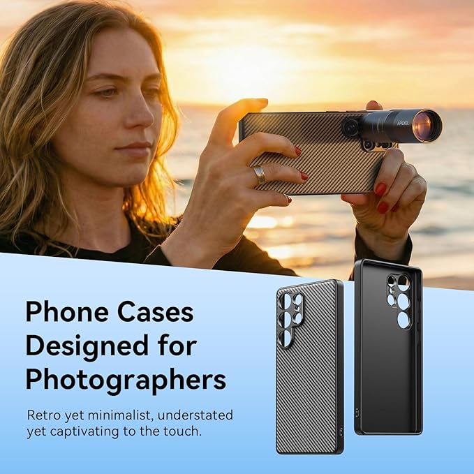APEXEL 17mm Thread Lens Phone Case Compatible for Samsung S25 Ultra, Compatible with All Telephoto & Macro Lenses, Durable Protective Cover Black