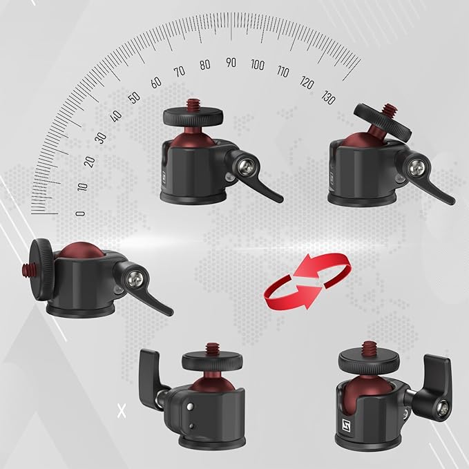 SIOTI Mini Ball Head Mount Adapter, Compatible with Monopod/Digital Card Camera/Microphone/Smart Phone/Action Camera/Flash/LCD (UM18)