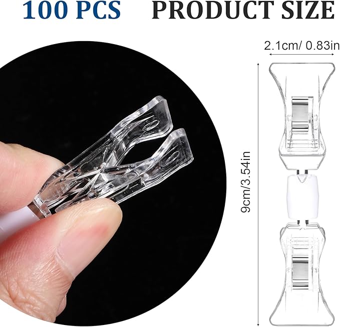 100 Pieces Double Sided Sign Clip, Clear Retail Merchandising Signs Display Tags, Plastic Sign Holder Rotatable Pop Clip-on Promotion Clips Stand for Label, Basket, Business Cards
