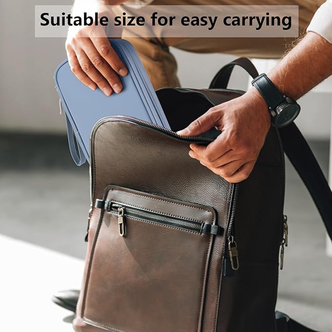 DDgro Electronics Travel Organizer, Tech Accessories Pouch Bag for Cables/Charger & Cords (Haze Blue, PU-M)