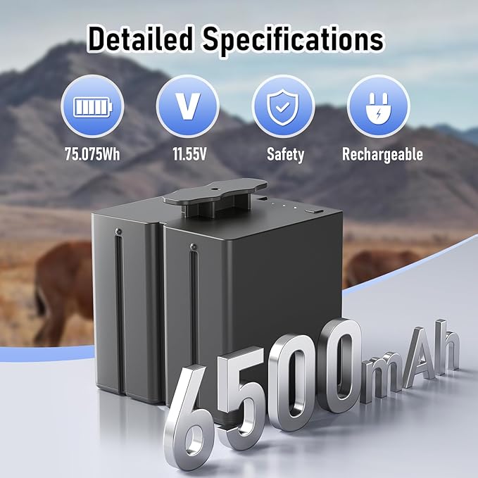 Runpower 6500mAh Capacity Rechargeable Lithium Battery Pack for Stealth Cam 360, Revolver, Pro & Pro 2.0 Cellular Trail Cameras, Includes USB Cable