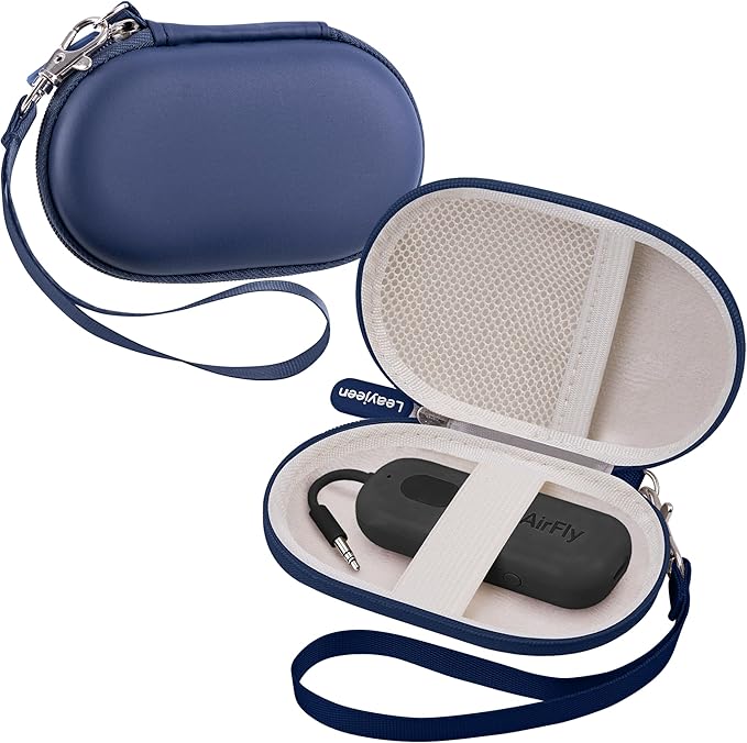 Leayjeen Premium Airplane Bluetooth Adapter Case Compatible with AirFly SE/Pro V2/Pro/Duo, Avantree Relay/1Mii Bluetooth Wireless Transmitter Receiver,for USB Cable,Memory Cards,U Disk-Blue(Case Only)