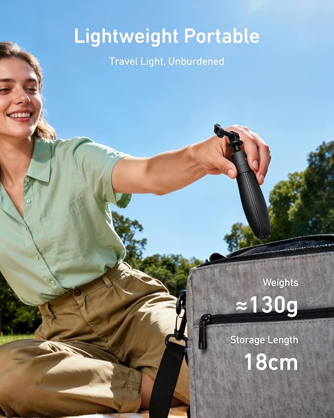 TELESIN 18.1'' Mini Selfie Stick Tripod for DJI OSMO Nano Action 6 5 4, GoPro Hero 13 12,Insta360 X5 X4 Ace Pro Camera Accessories, 360°Adjustable Monopod,Vlog Extended Handle Grip,Magnetic Base Stand