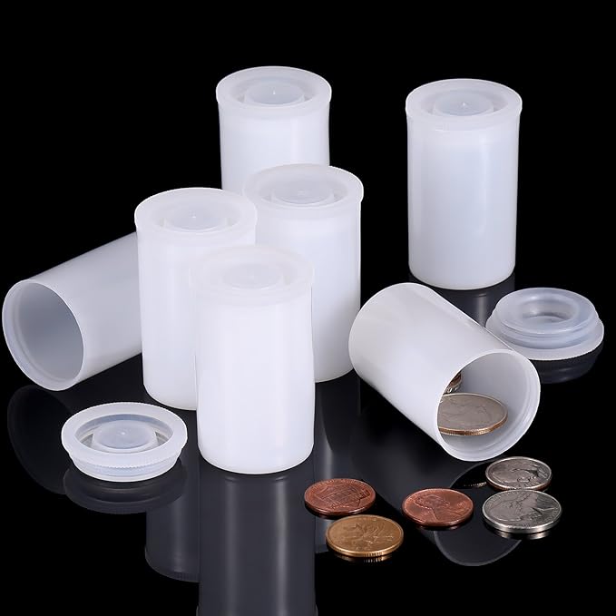 JOVITEC 30 Pieces Plastic Film Canister Holder, 35 mm Empty Camera Reel Containers, Storage Containers Case with Lids for Storing Small Accessories, Film, Keys, Coins, Art Beads(White)