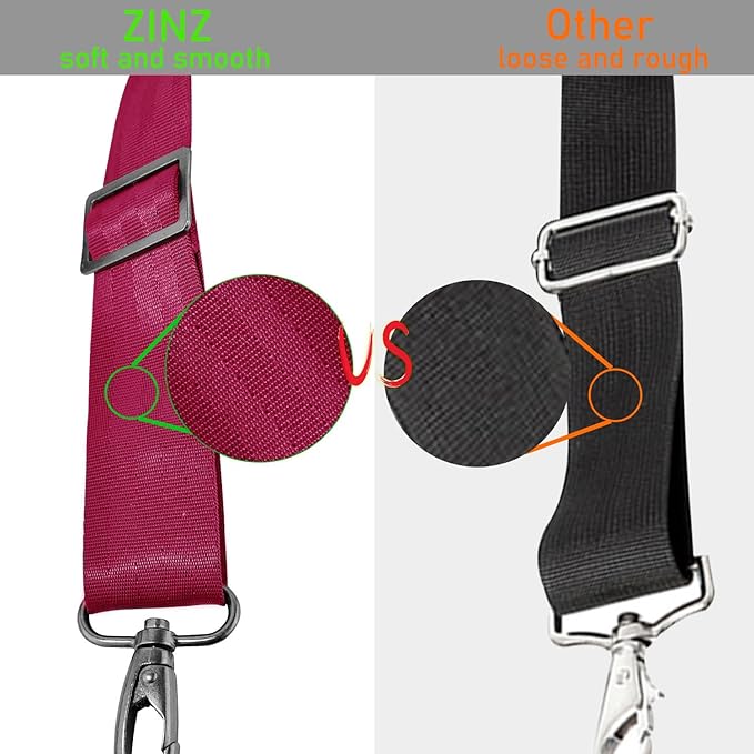 ZINZ 77 Inch Shoulder Strap Univesal Bag Strap with Fixed Pad Ultra Thick Plus Long & Breathable Cushion, Replacement Strap for Bags,Red