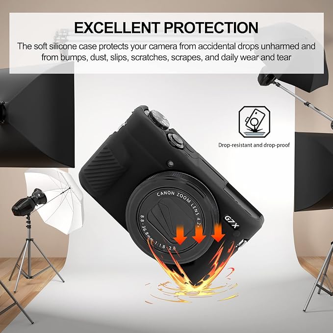 Easy Hood G7X Mark II Case G7X Camera Silicone Case, Soft Silicone Protective Cover for Canon Powershot G7X Mark II DSLR Camera (Black)