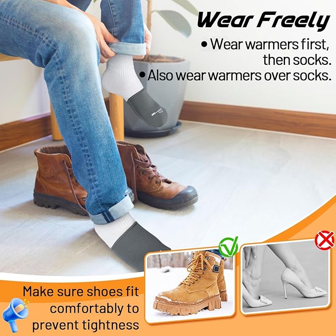 PAMASE 3mm Thickened Toe Neoprene Warmers - 4 Pairs Foot Warmers for Men Women Winter Keep Feet Warm Hunting Cycling Skiing