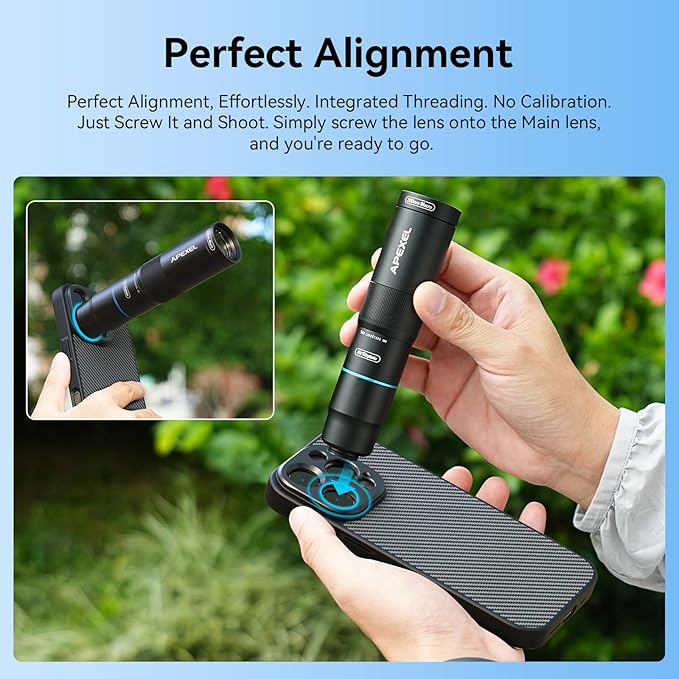 APEXEL 17MM Thread Lens Phone Case Compatible for iPhone 16 Pro, Compatible with All Telephoto Macro Lenses with 17mm Thread Black