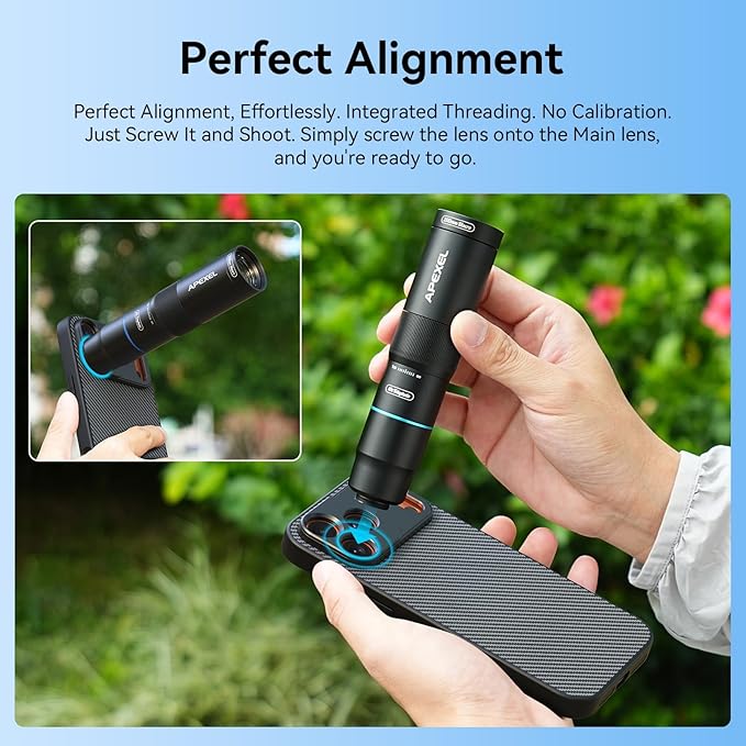 APEXEL 17mm Thread Lens Phone Case Compatible for iPhone 17 Pro Max, Compatible with All Telephoto & Macro Lenses, Durable Protective Cover Black