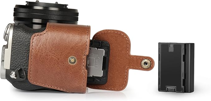 MegaGear Genuine Leather Half Camera Case for Sony Alpha a7C Mark II - Stylish and Protective - Brown