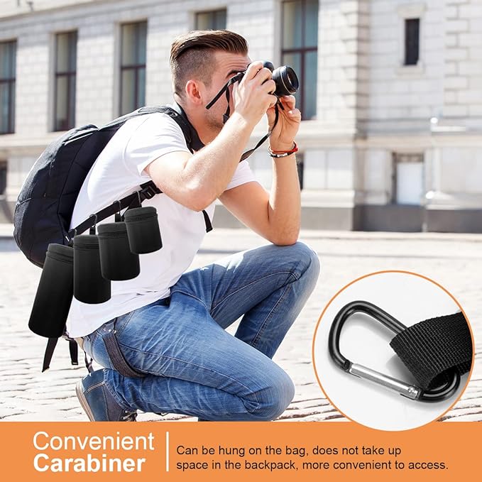 ARVOK Camera Lens Case, Water Resistant Protective Pouch for DSLR Camera, 4 Size Thick Bag for Nikon, Tamron, Sigma, Pentax, Sony, Fuji, Panasonic (4 Pack)