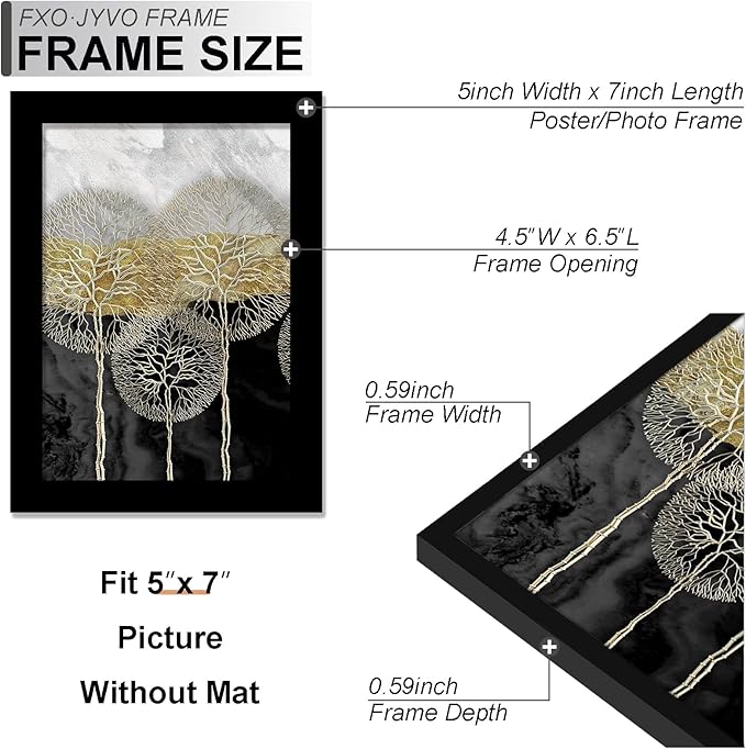 5x7 Picture Frame, Display Photo 4x6 with Mat or 5 x 7 Without Mat, Light Weight and High Transparent 5 by 7 Frame for Wall - 1 Pack/Black/5"x7"