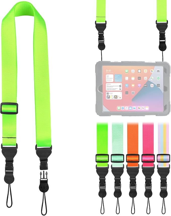 Nylon iPad Strap, Adjustable Camera Neck Strap, Comfortable Shoulder Strap for iPad, Cellphone Tablet, Camera, Laptop, Binocular, Luggage Bag(Fluorescent Green Universal Neck Lanyard)