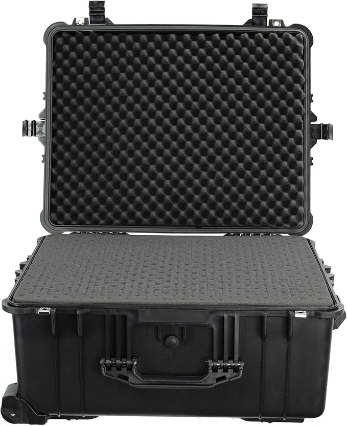 Eylar XL 23.75" Protective Roller Camera Hard Case for Cameras, Drones, Tools, and AV Equipment with IP67 Waterproof, Shock Resistant, and Customizable Foam Inserts (Black)