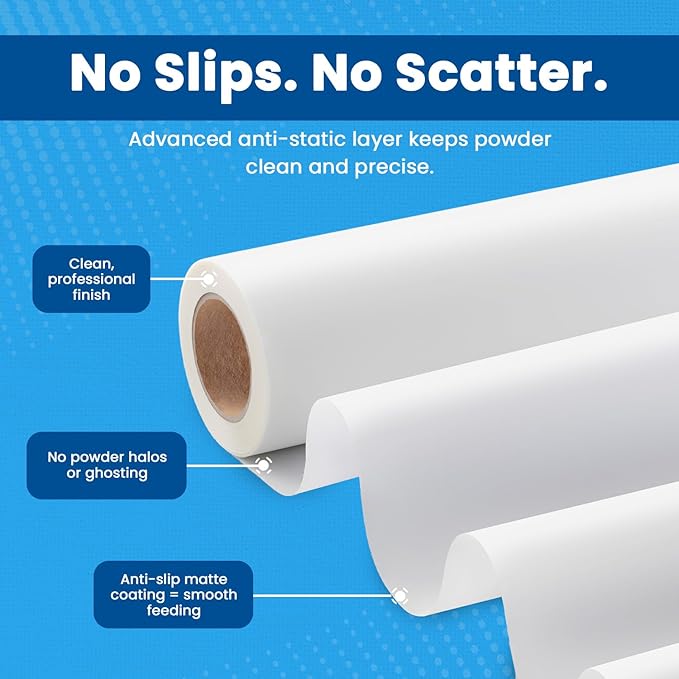 DTF Transfer Film Roll 23.6 inch x 328 ft – Premium Plus Double Matte Anti-Static PET Film – Instant Hot & Cold Peel Heat Transfer Paper for Vibrant Colors & Ultra-Durable Prints on All Fabrics