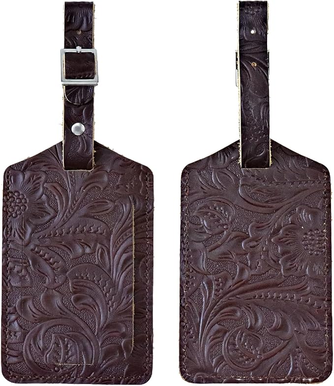 Genuine Leather Luggage Tags & Bag Tags 2 Pieces Set
