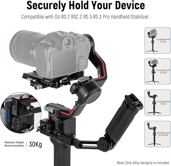 NEEWER Adjustable Sling Handle Grip Compatible with DJI Ronin RS4 RS3 Mini RS 3 Pro RS 2 RSC 2 Gimbal Stabilizer for Low Angle Shot, Max Load 13.2lb, ST49