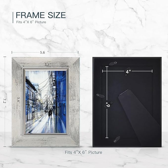 XUANLUO 4x6 Picture Frames Set of 4 Rustic Retro Photo Frame with HD Plastic Cover for Wall Mount and Tabletop Display Family Friends Wedding Gift