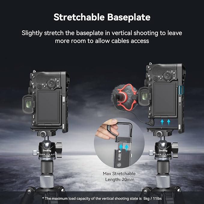 SmallRig Foldable L-Bracket for Sony Alpha 7 V/Alpha 7R V/Alpha 7 IV/Alpha 7S III, Foldable Side Plate for Arca, Quick Switch Between Horizontal and Vertical Shooting - 3984