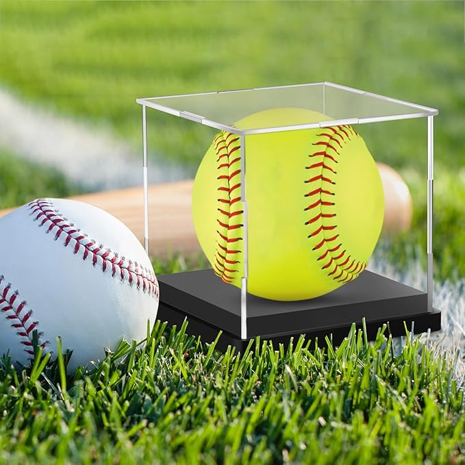 1PCS Softball Display Case Acrylic Clear Display Box Baseball Tennis Golf Protected Stand for Signed Memorabilia Large 12 Inch Sports Game Ball Storage Box