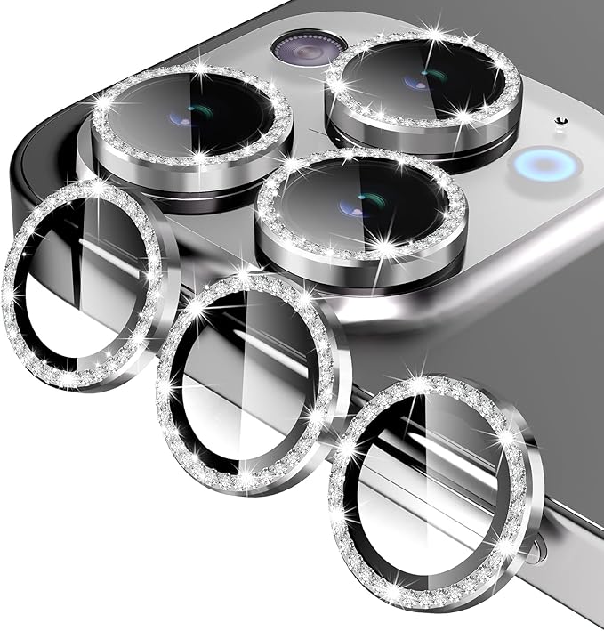 Jeluse Camera Lens Protector for iPhone 17 Pro Max/17 Pro/16 Pro Max/16 Pro/15 Pro Max/15 Pro/14 Pro Max/14 Pro, 9H Tempered Glass Screen Protector Cover Alignment Kit Metal Individual Ring