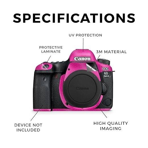 Glossy Glitter Camera Skin Compatible with Canon EOS 6D Mark II Camera (2017) - Solid Hot Pink - Premium 3M Vinyl Protective Wrap Decal Cover - Easy to Apply | Crafted in The USA by MightySkins
