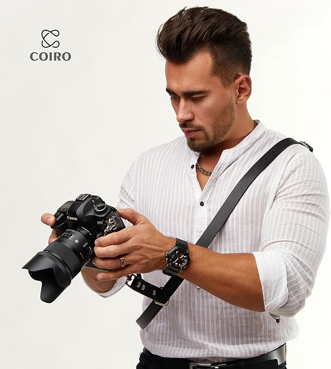 C Coiro Leather Camera Strap for One Camera Professional Single Leather Harness Shoulder Strap Quick Release