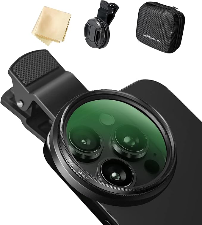 52MM CPL Filter for Phone Camera Lens Filter Kit,Circular Polarizer Polarizing Filter,Compatible with iPhone17 16 15 14 13 12 11