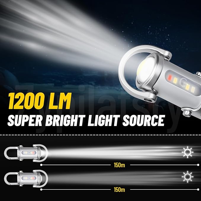 1200LM Super Bright Mini Led Flashlights USB Rechargeable Small Waterproof Keychain Flashlight Rescue, Camping-Silver