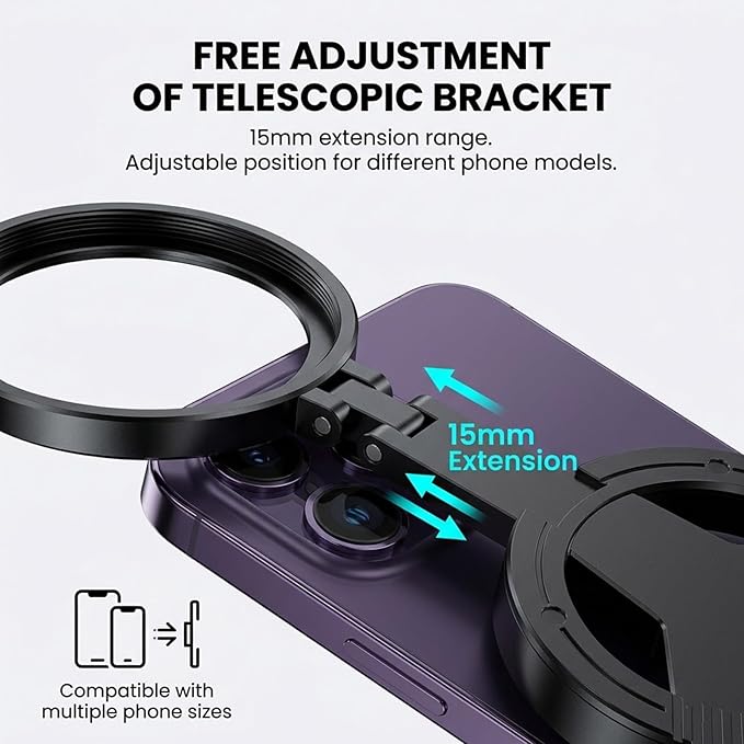 Anti-Glare Magnetic Phone Filter, 52mm CPL Polarizing Filter, Rotatable & Expandable Phone Lens Filter Kit for Shooting, Compatible with iPhone Series (1 Set)