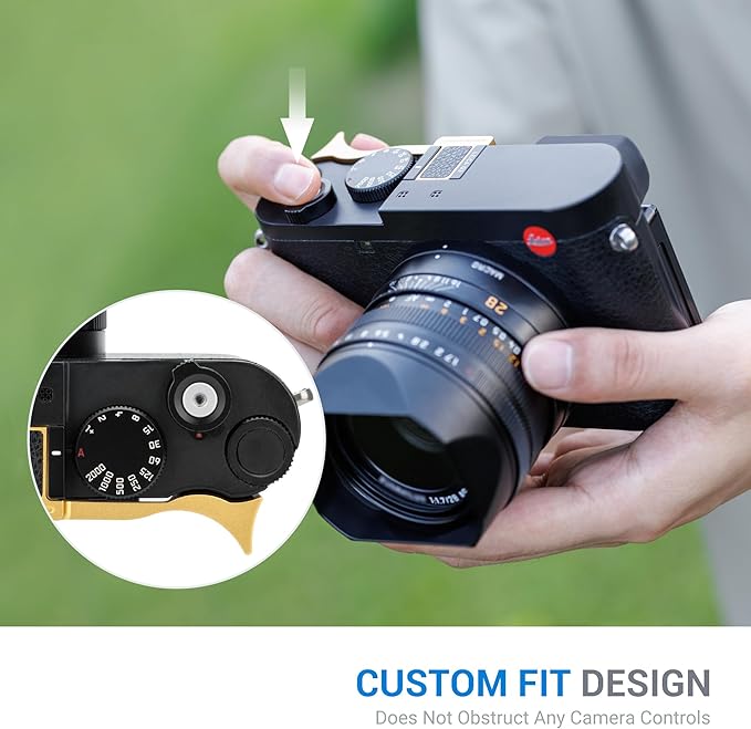 JJC Deluxe Metal Thumb Up Grip for Leica Q3 43/Q3/Q2 Cameras, Hot Shoe Thumb Rest Support Grip for Stable and Safe Hand Hold, with Anti-Scratch Silicone Pad, Not Affect The Use of Camera Buttons