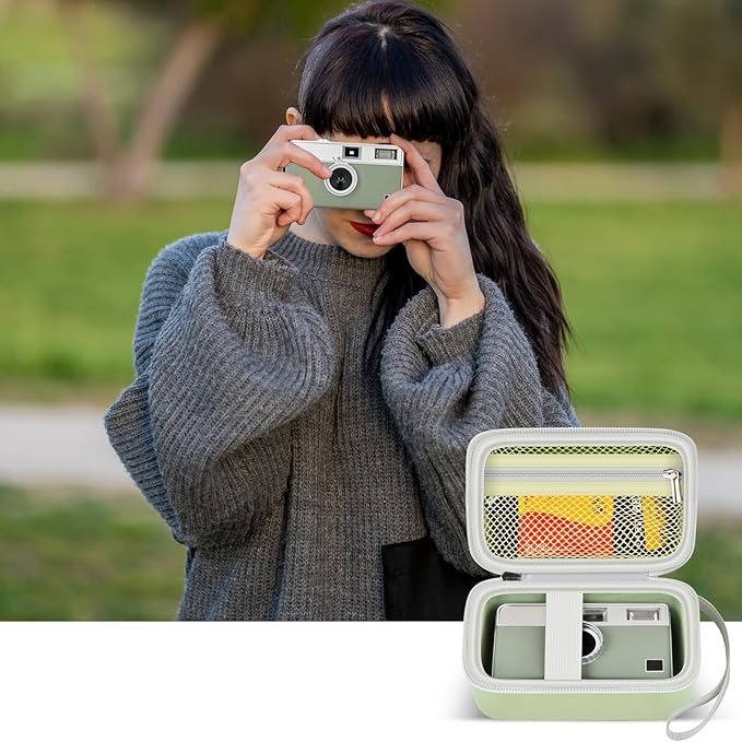 Grapsa Digital Camera Case Compatible with KODAK EKTAR H35 H35N Half Frame Film Camera, Storage Holder Organizer for Kodak Ultra F9 M35 M38 Paper Shoot kamera, 35mm Film Rolls (Box Only) - Green