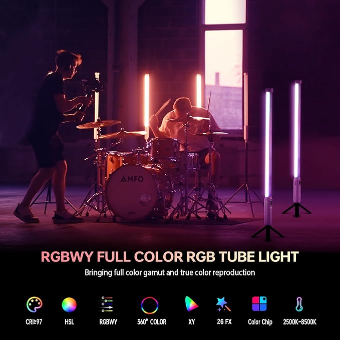 VILTROX P12 2 Pack RGB Tube Light, Full Color RGBWY Handheld LED Stick Light Wand with DMX App Control, 11 Pixel Effects 26 Scenes, Built-in Magnet, 2500-8500K, 2500mAh Battery, PD Fast Charging