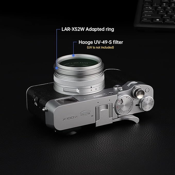 Haoge Lens Filter Adapter Ring for Fujifilm X100VI Fuji FinePix X100V Camera fit 49mm UV CPL ND Filter Lens Cap Replace Fujifilm AR-X100 Silver