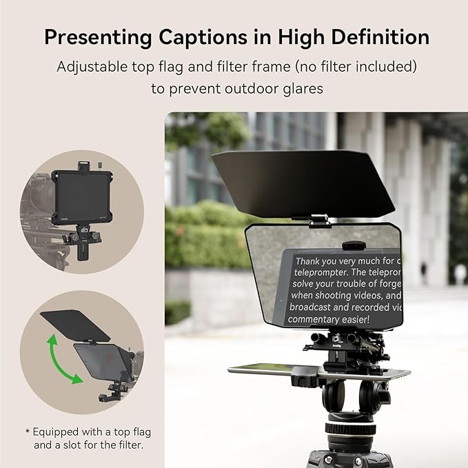 SMALLRIG Teleprompter for iPad Tablet up to 11 inch, NOT for Smartphone, SmallGoGo APP Supports PDF Picture Word TXT, Must Work with 15mm LWS Baseplate for Mirrorless DSLR Camcorder - 3646