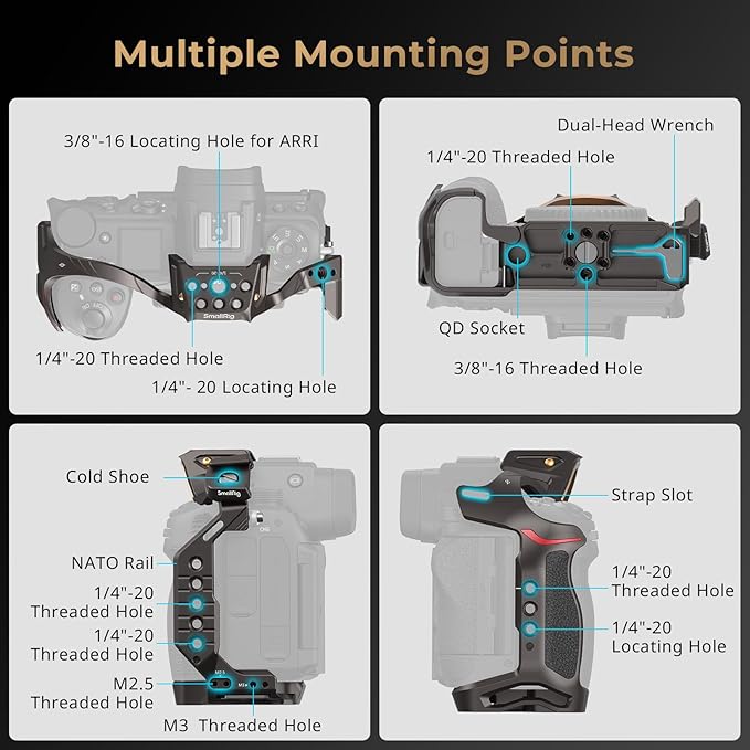 SmallRig Night Eagle Z6III Camera Cage Kit for Nikon Z6 III, Aluminum Alloy Full Cage with Top Handle, with Quick Release Plate for Arca-Swiss and Cold Shoe Mount for Microphone and Light - 4522