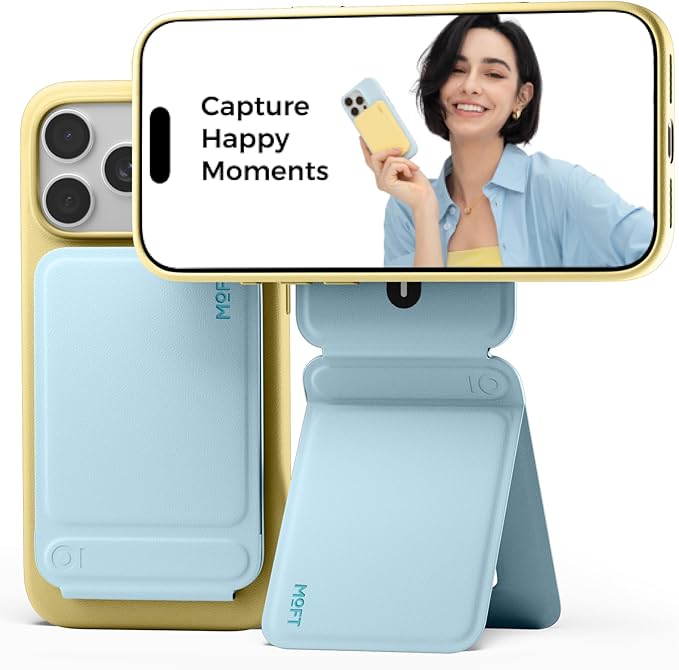 MOFT Phone Tripod Stand Selfie Stick for iPhone, Multi-Angles iPhone Stand, Lightweight & Portable Phone Holder, Strong Magnets, MOVAS Vegan Leather, Travel Essentials,Soothing Mist(Without Card Slot)