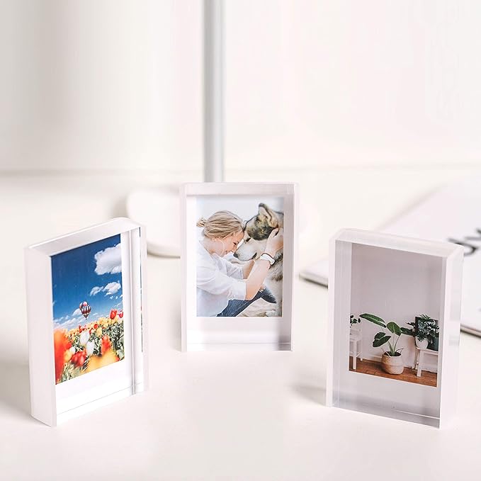 Instax Mini Film Picture Frame 2x3 for Fujifilm & Polaroid - Acrylic Display Holder (3 Pack)