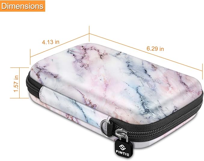FINTIE Case for HP Sprocket Select/Sprocket Plus Smartphone Printer, Canon Ivy Mini/CLIQ 2/CLIQ+2 Instant Camera - Shockproof Hard Shell Carrying Case, Marble Pink
