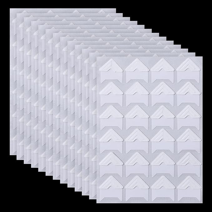 Guduling 600pcs Scrapbook Photo Corners, Self-Adhesive Photo Corner Stickers, White Picture Corners for Photos, Photos Album, DIY Scrapbook Stickers, Memory Books, Diaries